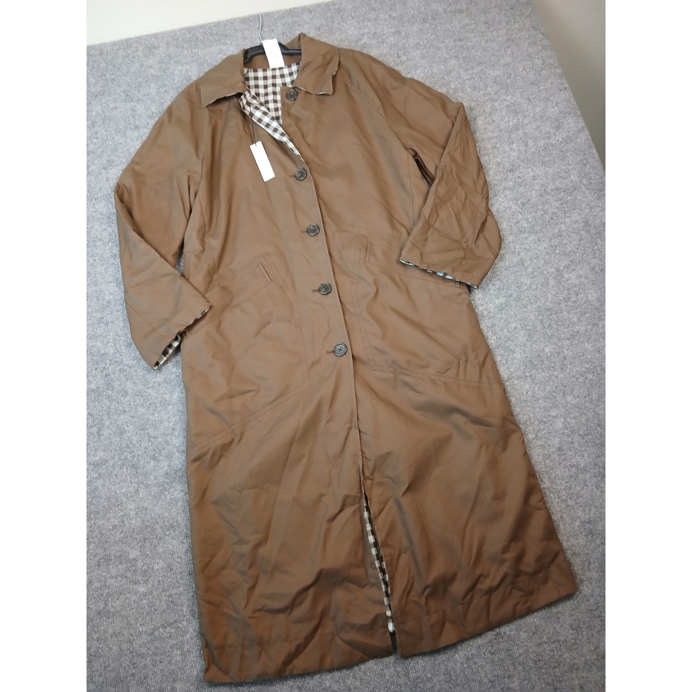 NWT Banana Republic Reversible Trench Coat Brown Gingham Check Mens Medium